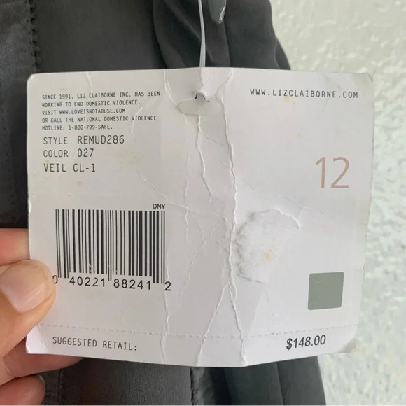 Liz Clairbone 100% Silk Paneled A Line Charcoal Gray Skirt NWT Size 12 - Picture 7 of 12